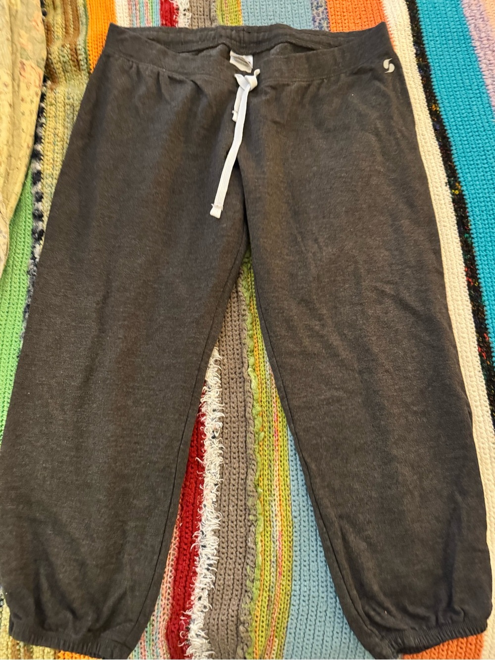 Soffe Dark Gray Jogger Sweatpants with White Drawstring